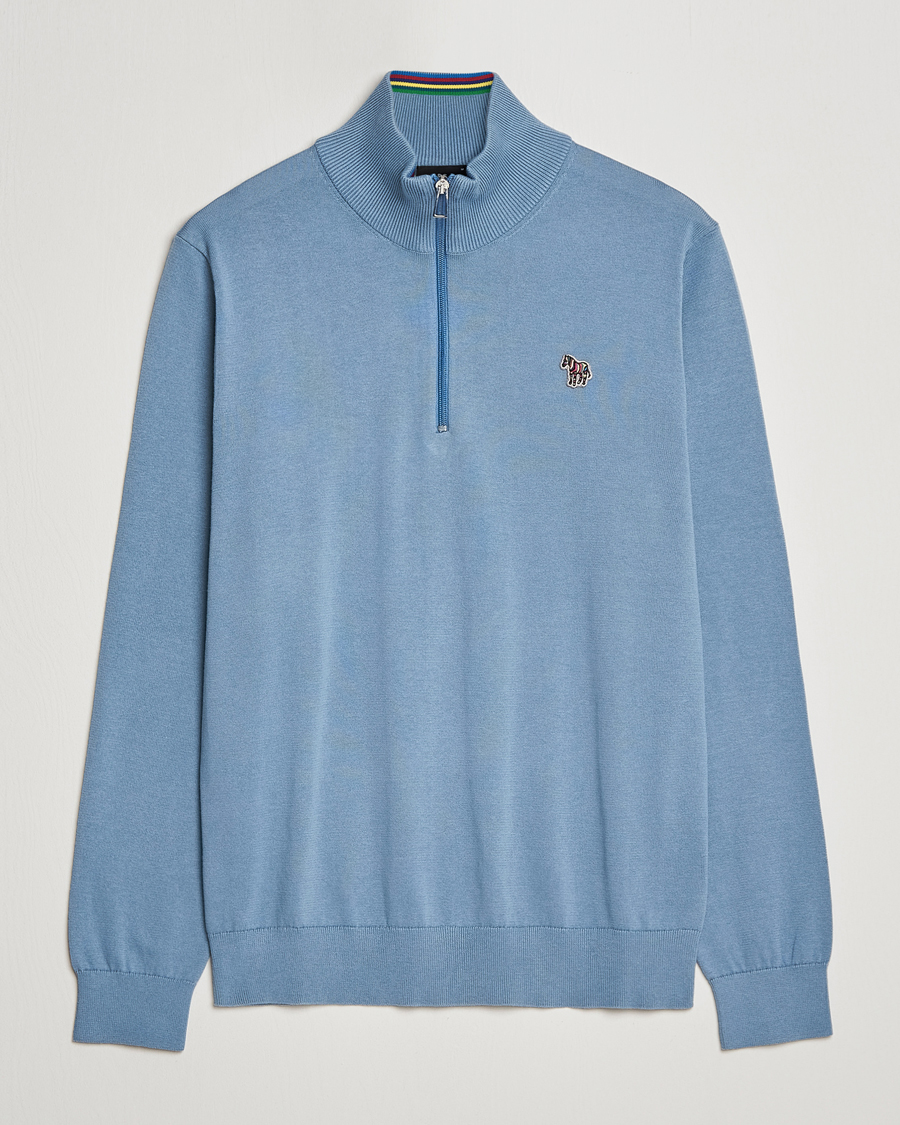 Heren | Truien | PS Paul Smith | Zebra Organic Cotton Knitted Half Zip Light Blue