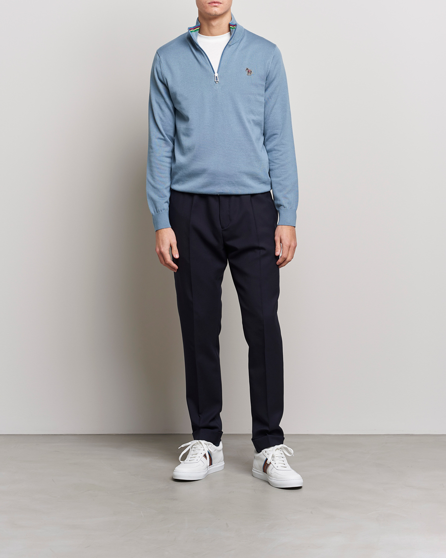 Heren | Truien | PS Paul Smith | Zebra Organic Cotton Knitted Half Zip Light Blue