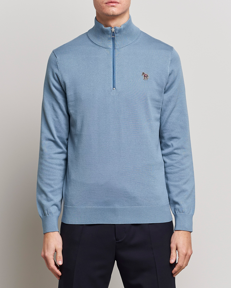 Heren | Truien | PS Paul Smith | Zebra Organic Cotton Knitted Half Zip Light Blue