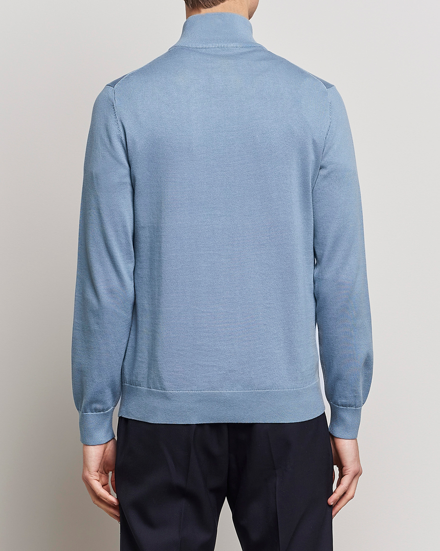 Heren | Truien | PS Paul Smith | Zebra Organic Cotton Knitted Half Zip Light Blue