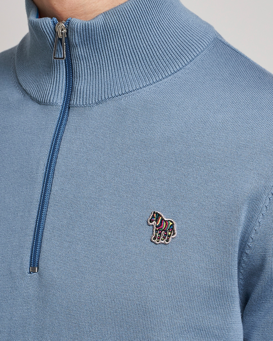 Heren | Truien | PS Paul Smith | Zebra Organic Cotton Knitted Half Zip Light Blue