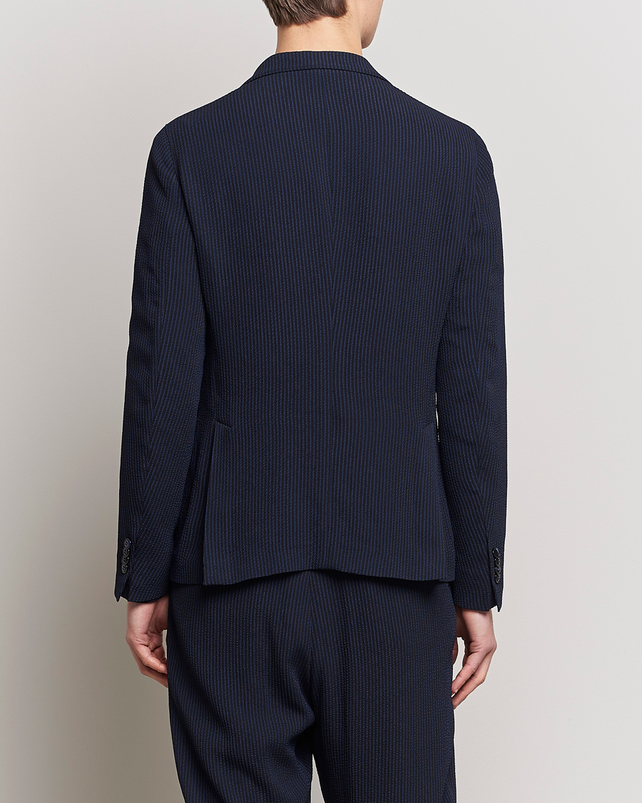 Homme | Blazers | Giorgio Armani | Double Breasted Seersucker Blazer Navy
