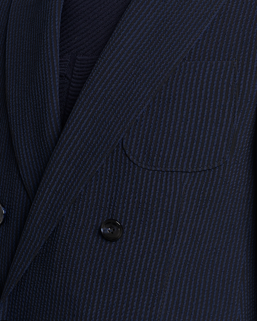 Homme | Blazers | Giorgio Armani | Double Breasted Seersucker Blazer Navy