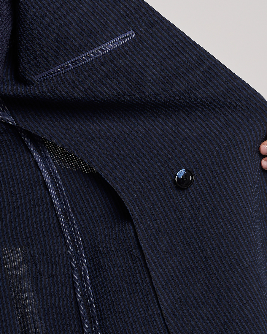 Homme | Blazers | Giorgio Armani | Double Breasted Seersucker Blazer Navy
