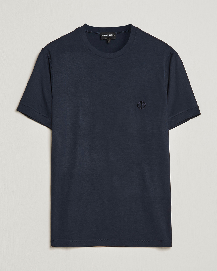Homme | T-shirts | Giorgio Armani | Embroidered Logo T-Shirt Navy