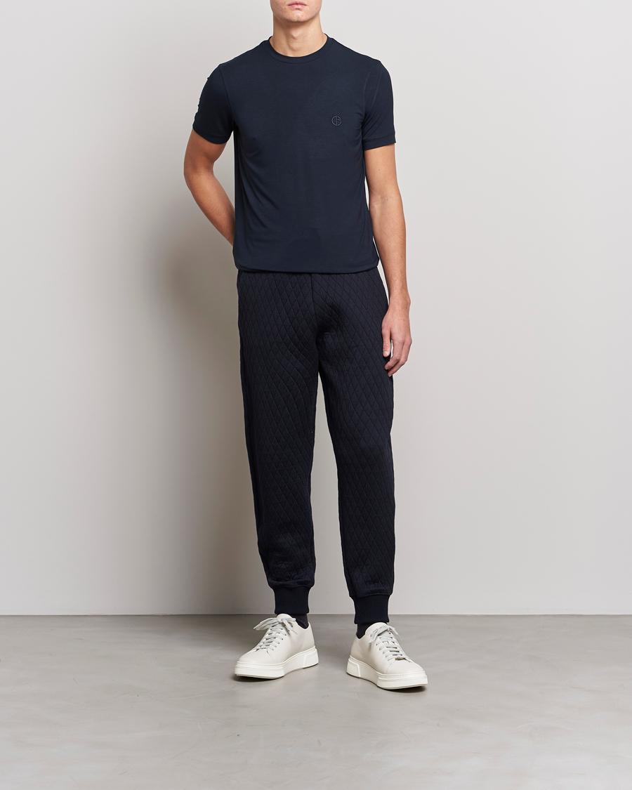 Homme | T-shirts | Giorgio Armani | Embroidered Logo T-Shirt Navy