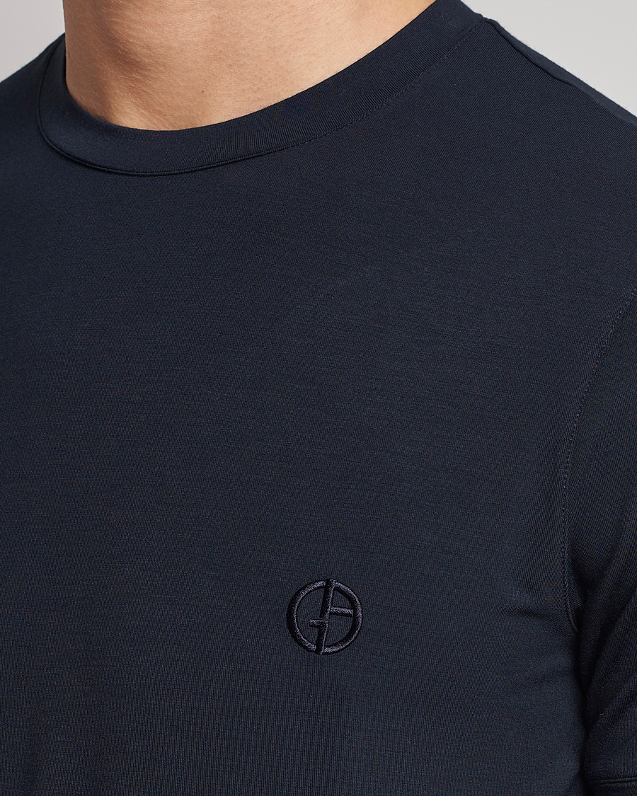 Homme | T-shirts | Giorgio Armani | Embroidered Logo T-Shirt Navy