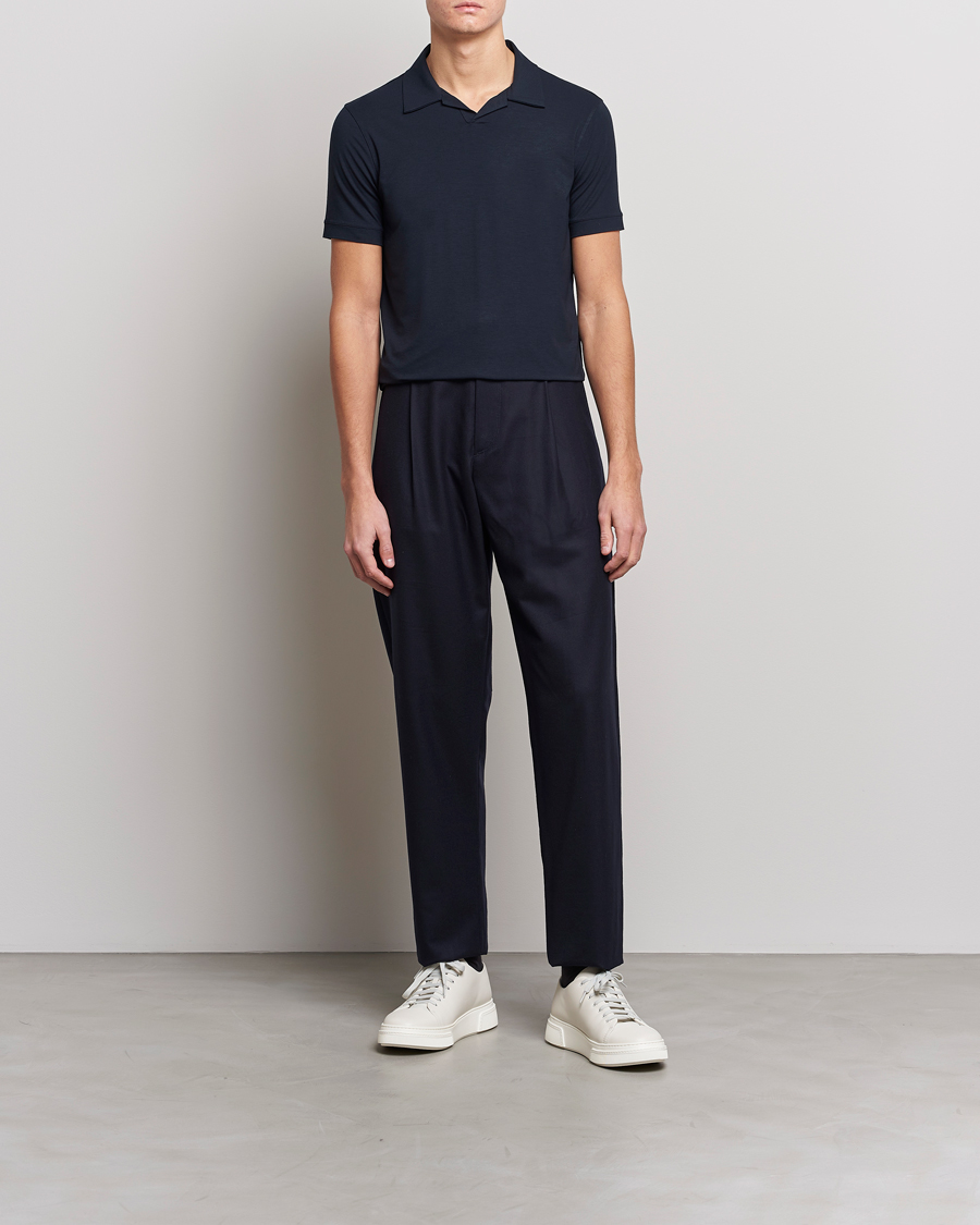 Homme | Polos | Giorgio Armani | Short Sleeve Stretch Polo Navy