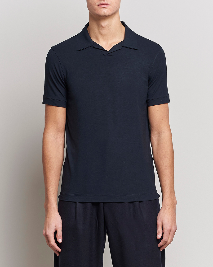 Homme | Polos | Giorgio Armani | Short Sleeve Stretch Polo Navy