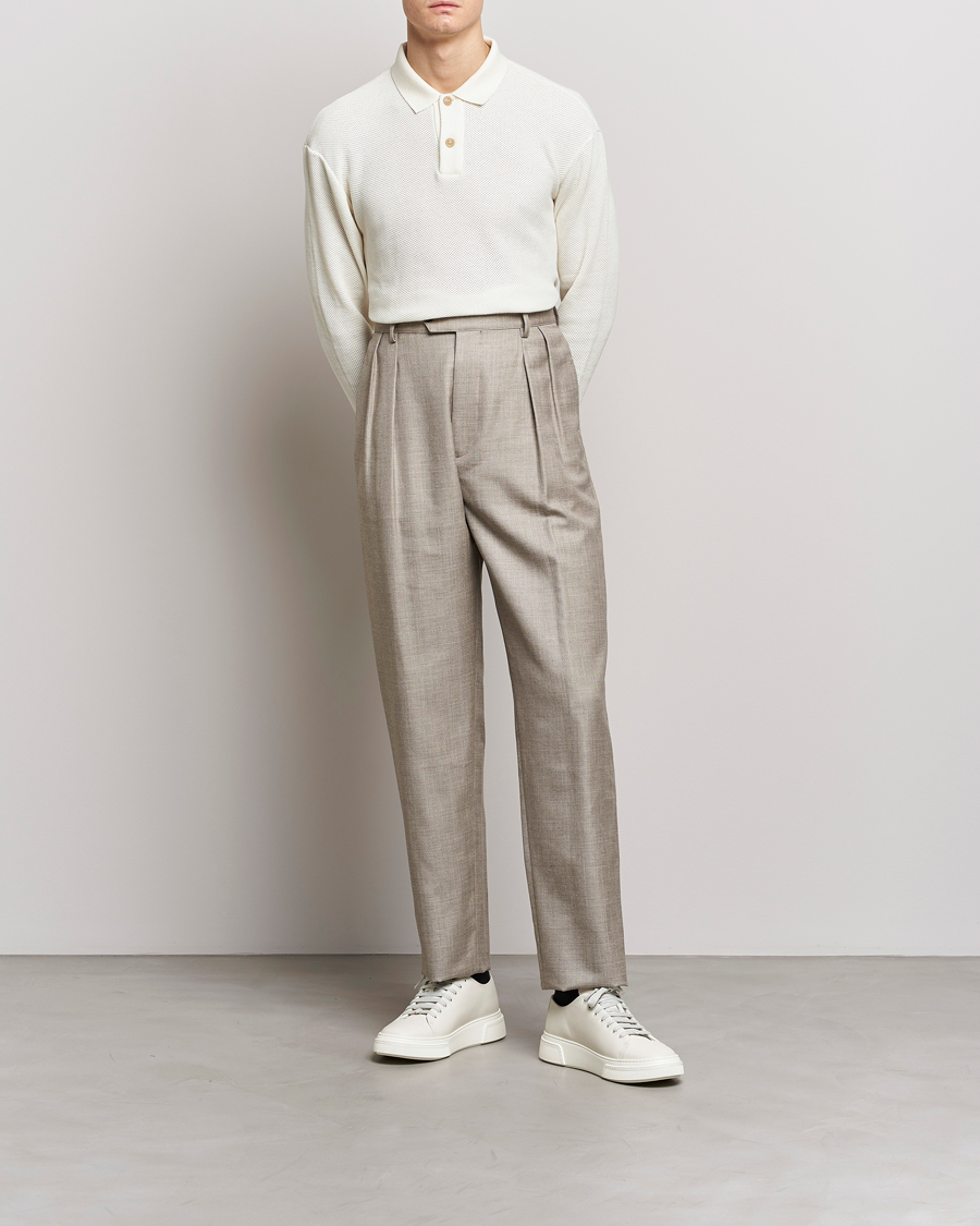 Heren | Broeken | Giorgio Armani | Pleated Wool Trousers Light Grey
