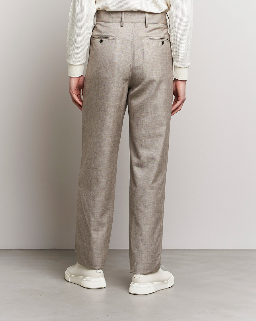 Heren | Broeken | Giorgio Armani | Pleated Wool Trousers Light Grey