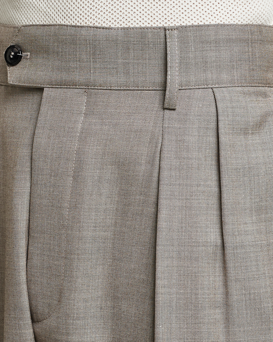 Heren | Broeken | Giorgio Armani | Pleated Wool Trousers Light Grey