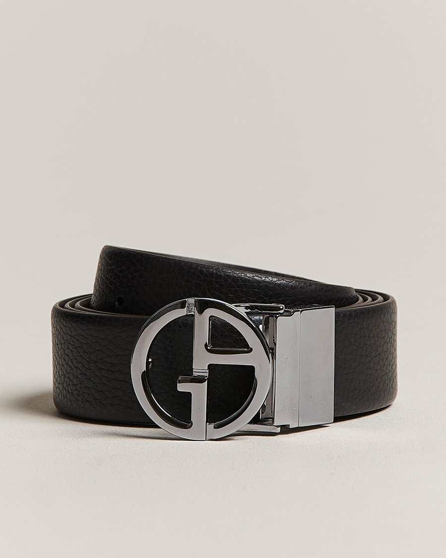 Heren | Giorgio Armani Reversible Leather Belt Black | Giorgio Armani | Reversible Leather Belt Black