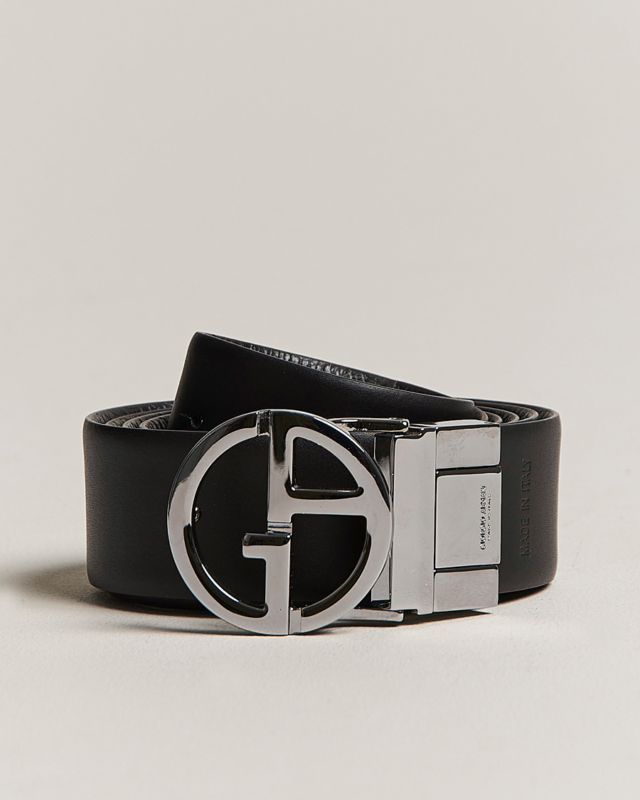 Heren | Giorgio Armani Reversible Leather Belt Black | Giorgio Armani | Reversible Leather Belt Black