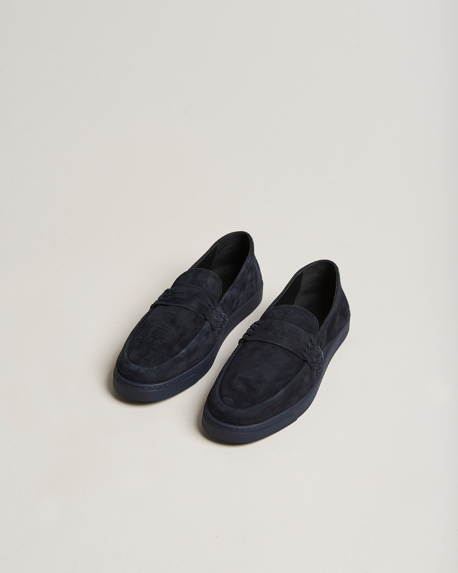 Homme | Giorgio Armani Suede Intrecci Loafers Navy | Giorgio Armani | Suede Intrecci Loafers Navy