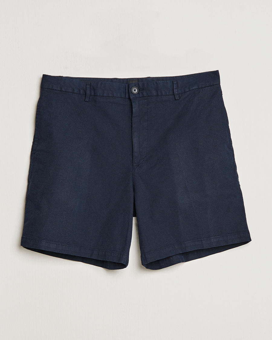 Heren | Korte broek | BOSS BLACK | Karlos Cotton/Linen Shorts Dark Blue
