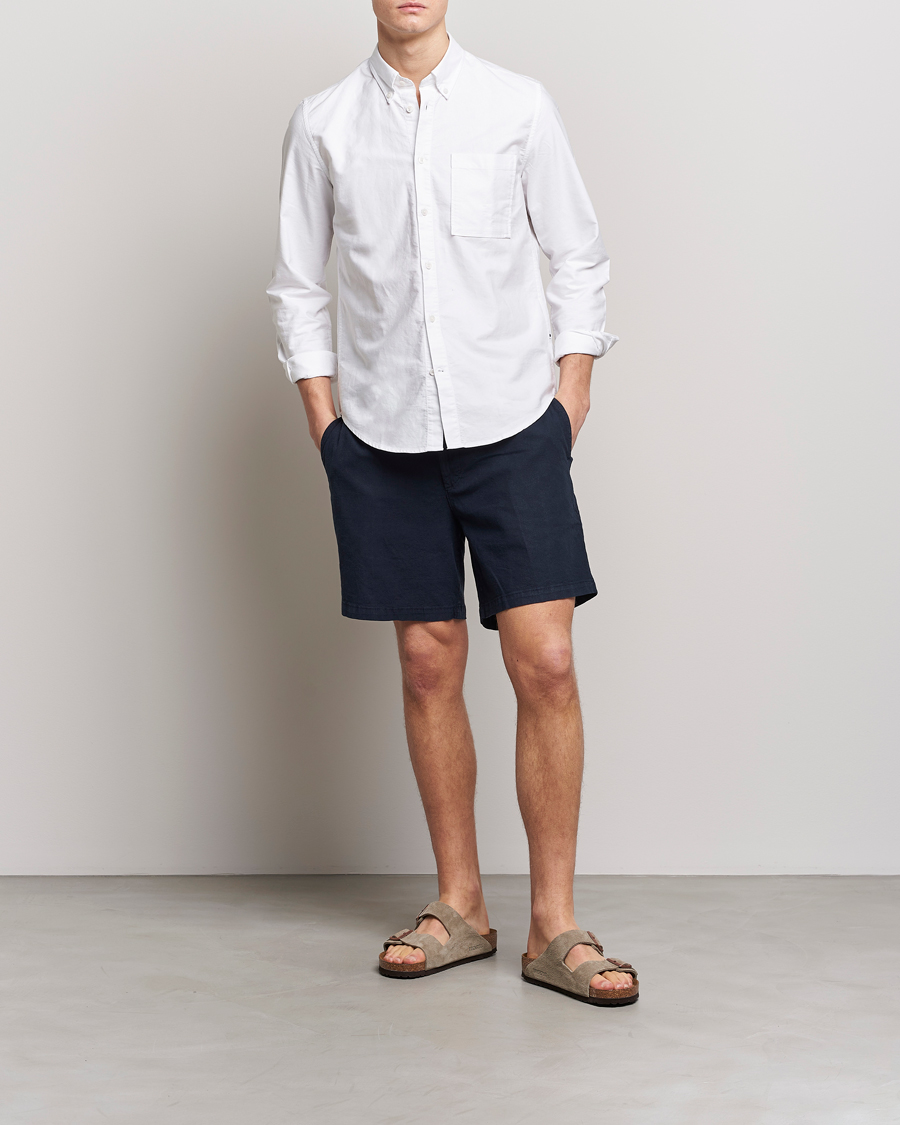 Heren | Korte broek | BOSS BLACK | Karlos Cotton/Linen Shorts Dark Blue
