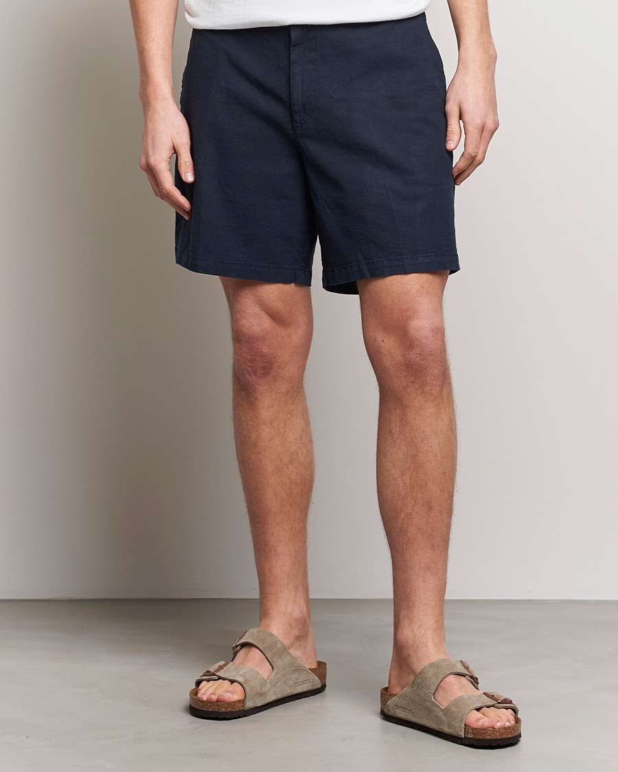 Heren | Korte broek | BOSS BLACK | Karlos Cotton/Linen Shorts Dark Blue