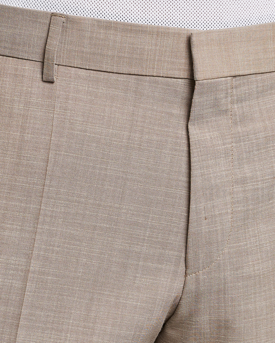 Heren | Broeken | BOSS BLACK | Genius Wool/Cotton Pleated Trousers Light Beige