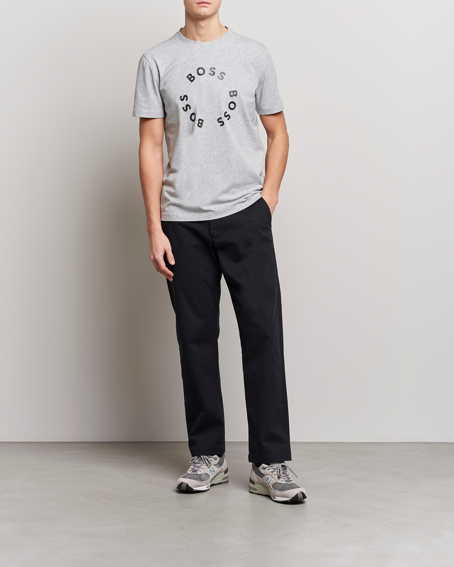 Homme | T-shirts | BOSS GREEN | Circle Logo Crew Neck T-Shirt Light Grey