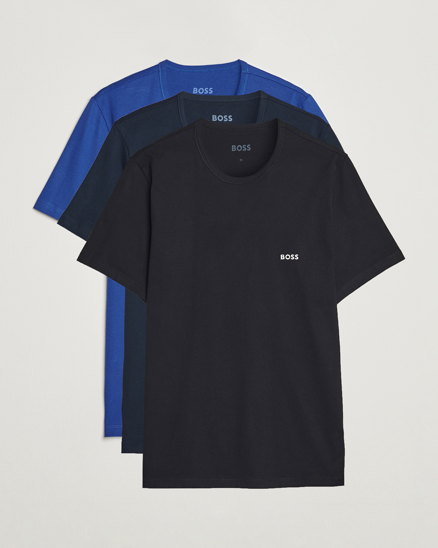 Homme | T-shirts | BOSS BLACK | 3-Pack Crew Neck T-Shirt Blue/Navy/Dark Blue