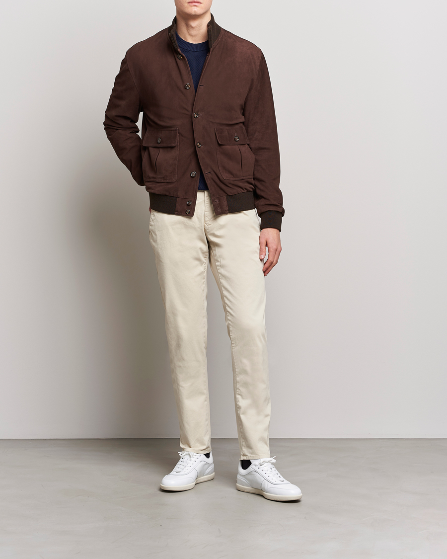 Heren | Broeken | Incotex | Slim Fit Garment Dyed Slacks Off White