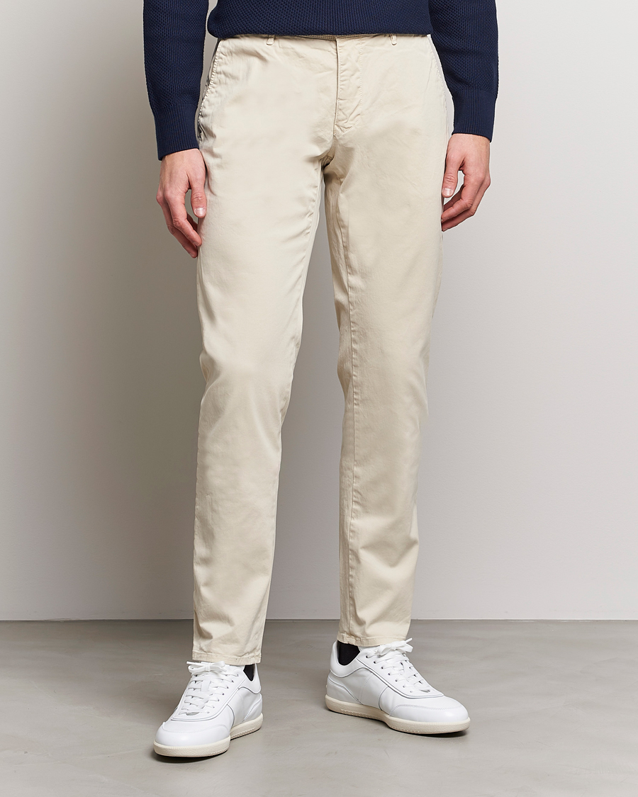 Heren | Broeken | Incotex | Slim Fit Garment Dyed Slacks Off White