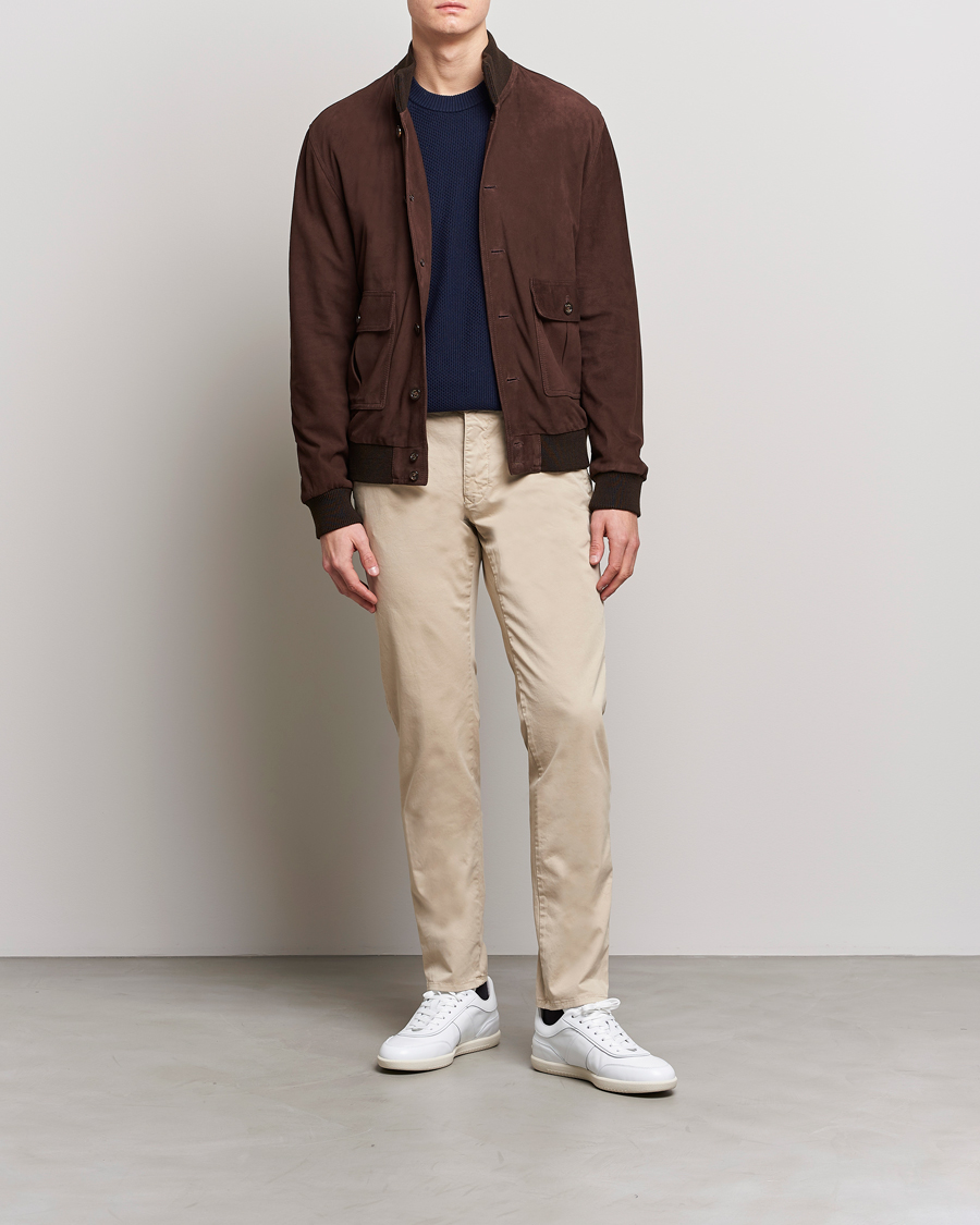 Homme | Pantalons | Incotex | Slim Fit Garment Dyed Slacks Beige