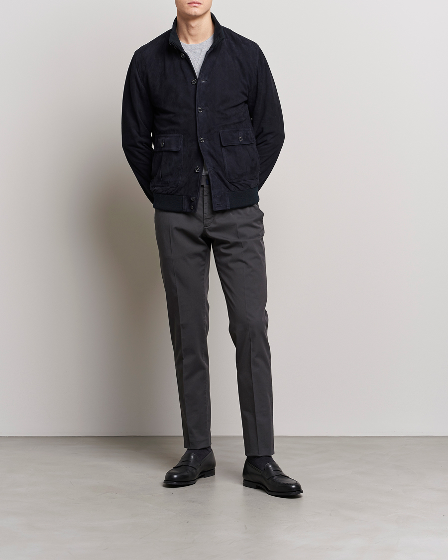 Heren | Broeken | Incotex | Slim Fit Comfort Chinos Charcoal