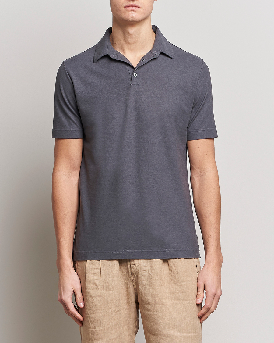 Homme | Polos | Zanone | Ice Cotton Polo Dark Grey