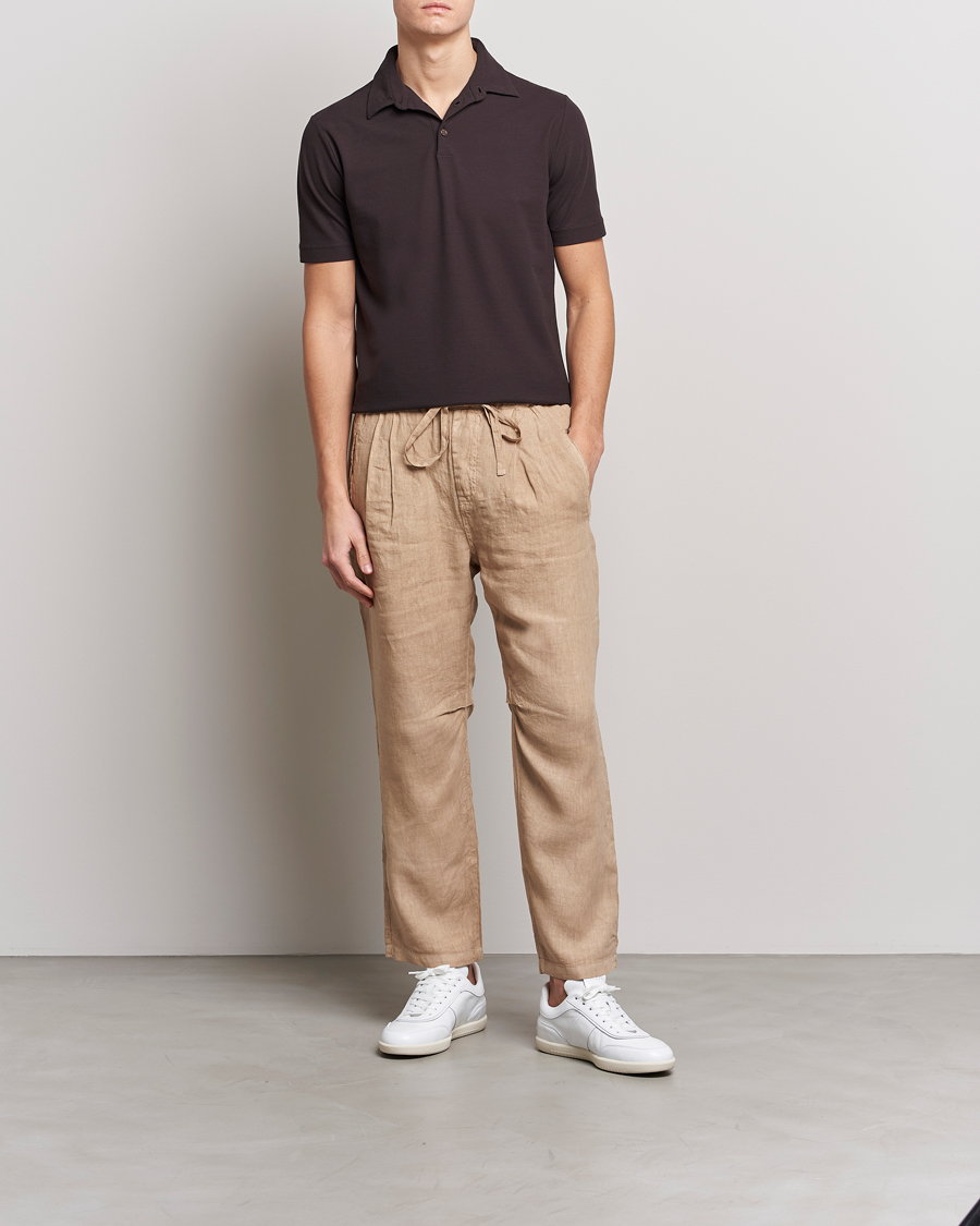 Homme | Polos | Zanone | Ice Cotton Polo Dark Brown