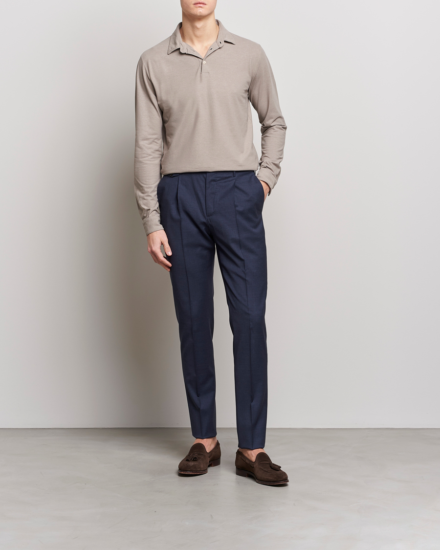 Homme | Pulls Et Tricots | Zanone | Ice Cotton Long Sleeve Polo Beige