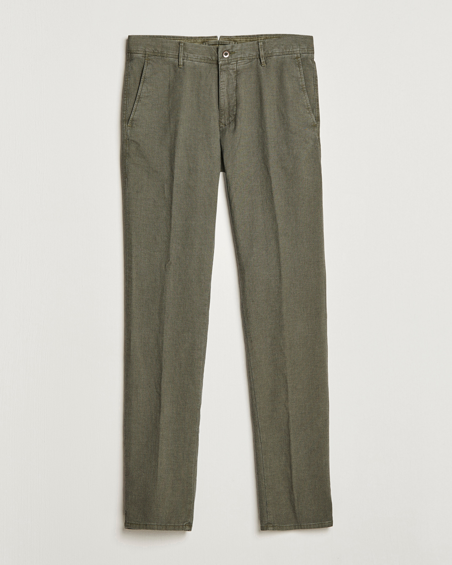 Heren | Broeken | Incotex | Slim Fit Overdyed Pattern Slacks Dark Green