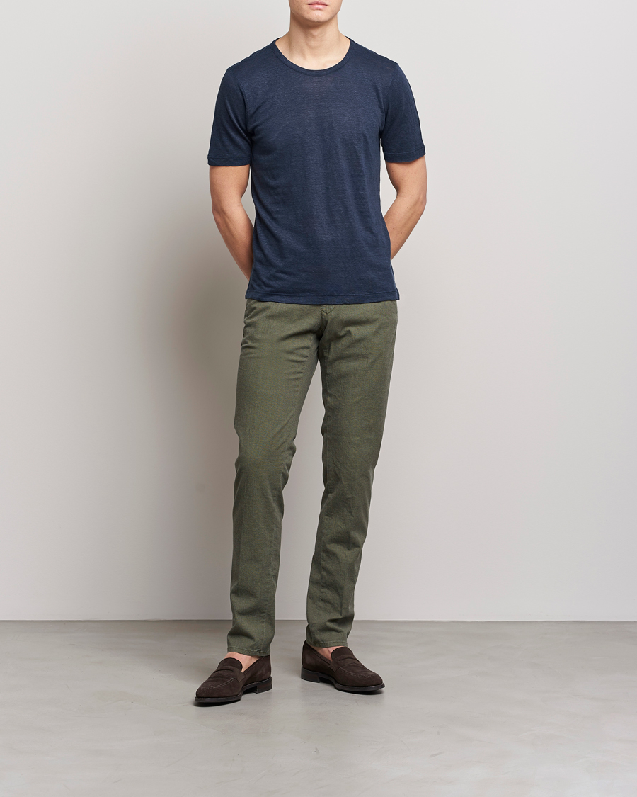 Heren | Broeken | Incotex | Slim Fit Overdyed Pattern Slacks Dark Green