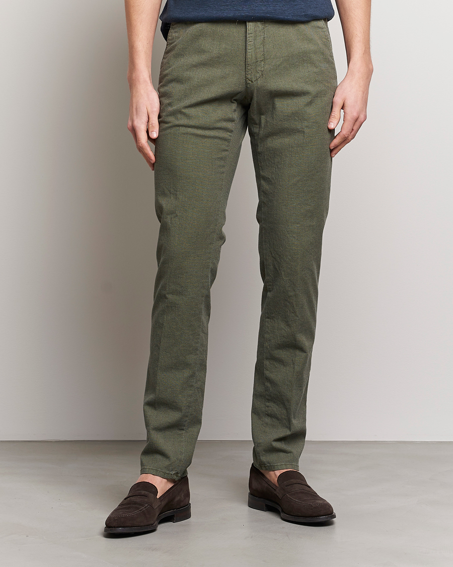 Heren | Broeken | Incotex | Slim Fit Overdyed Pattern Slacks Dark Green