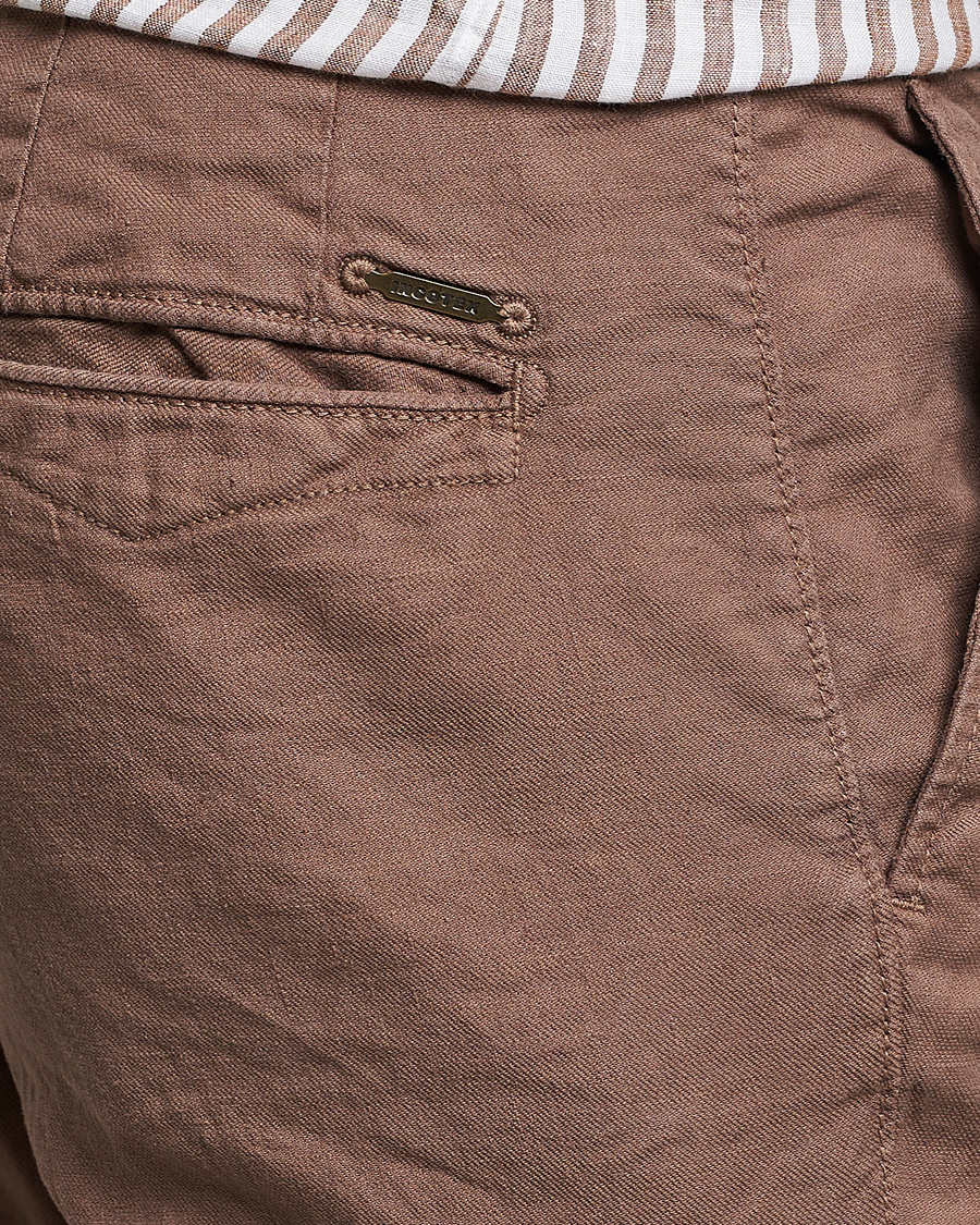 Homme | Pantalons | Incotex | Slim Fit Cotton/Linen Slacks Brown