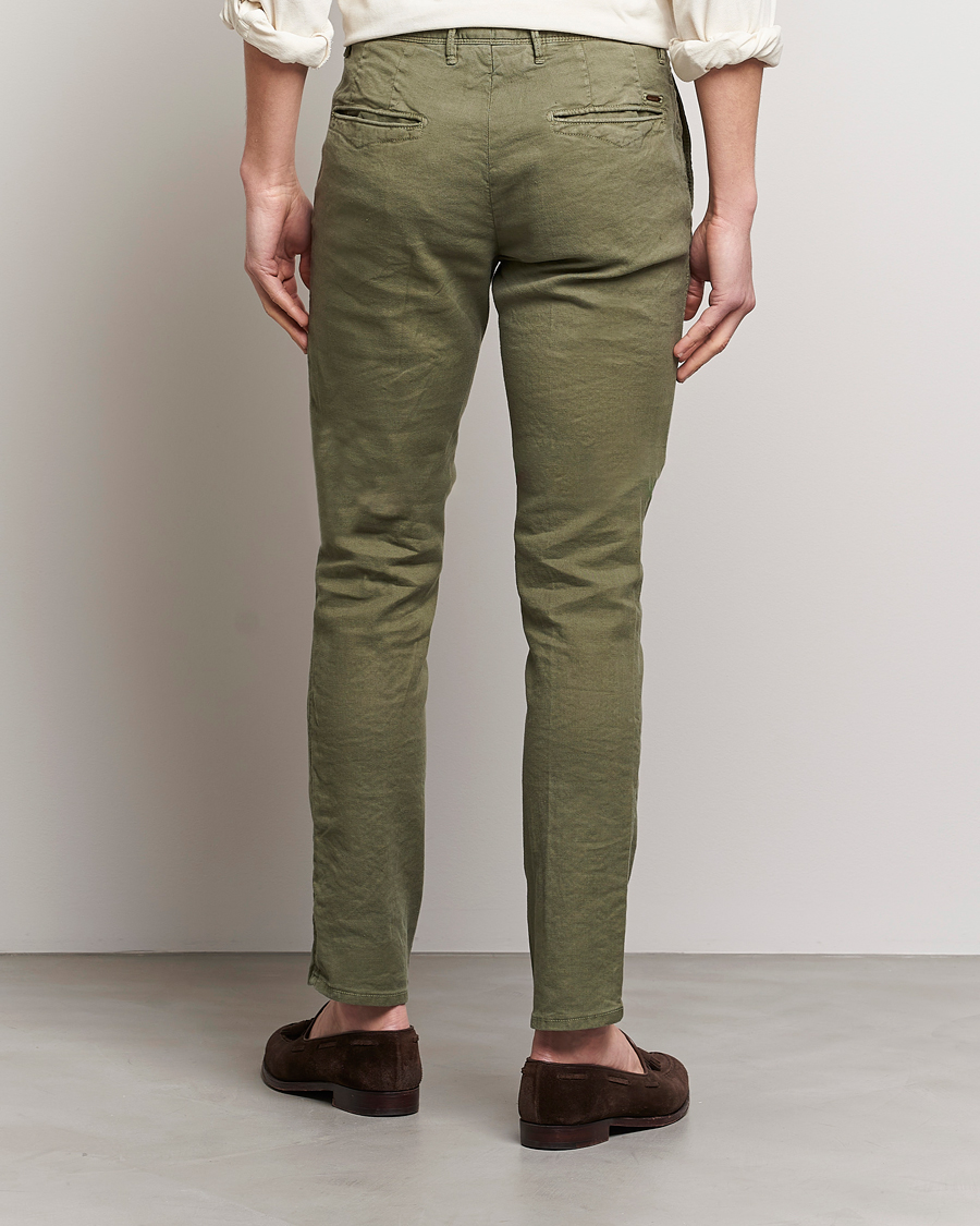 Heren | Broeken | Incotex | Slim Fit Cotton/Linen Slacks Olive