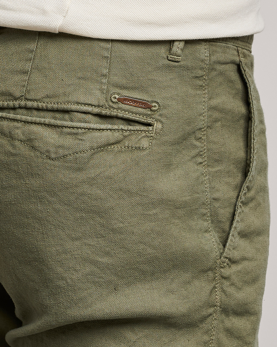 Heren | Broeken | Incotex | Slim Fit Cotton/Linen Slacks Olive