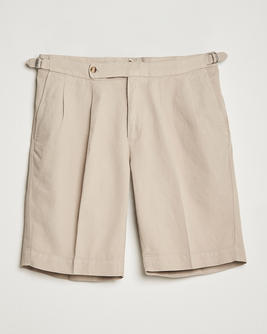 Homme | Shorts | Incotex | Pleated Chinolino Shorts Beige