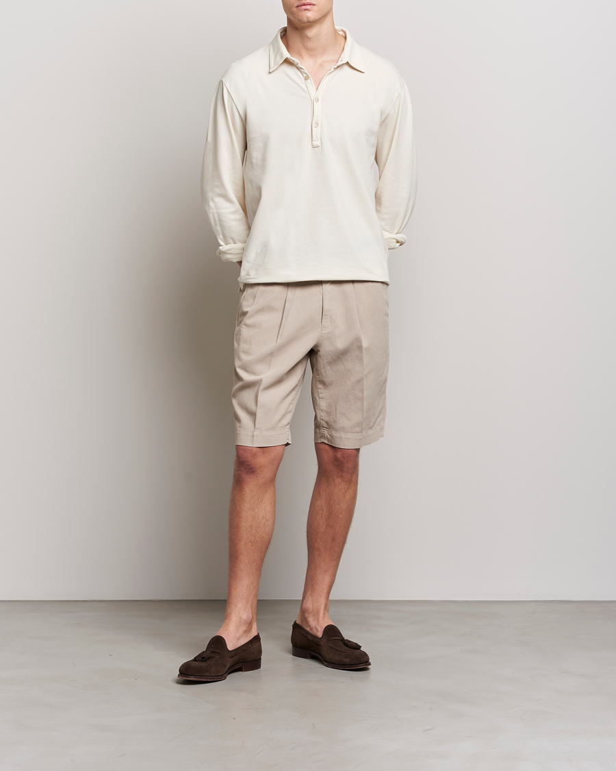 Homme | Shorts | Incotex | Pleated Chinolino Shorts Beige