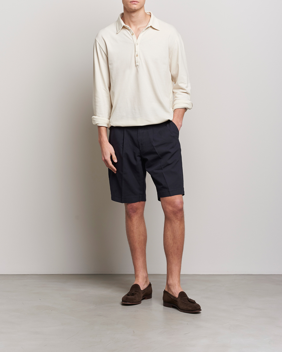 Heren | Korte broek | Incotex | Pleated Chinolino Shorts Navy