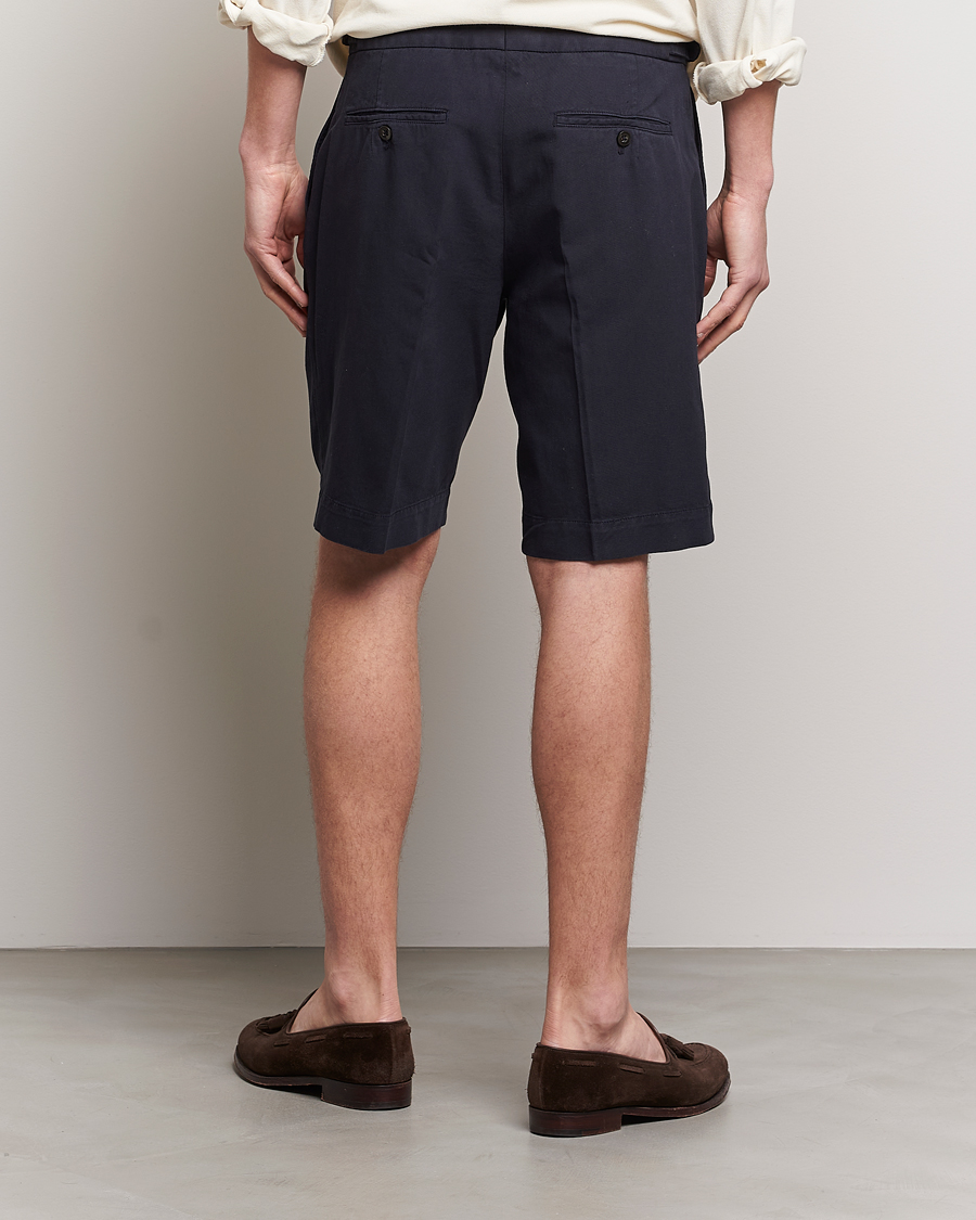 Heren | Korte broek | Incotex | Pleated Chinolino Shorts Navy