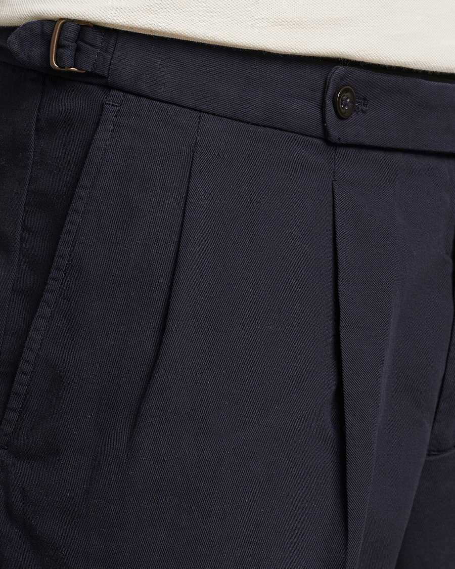Heren | Korte broek | Incotex | Pleated Chinolino Shorts Navy