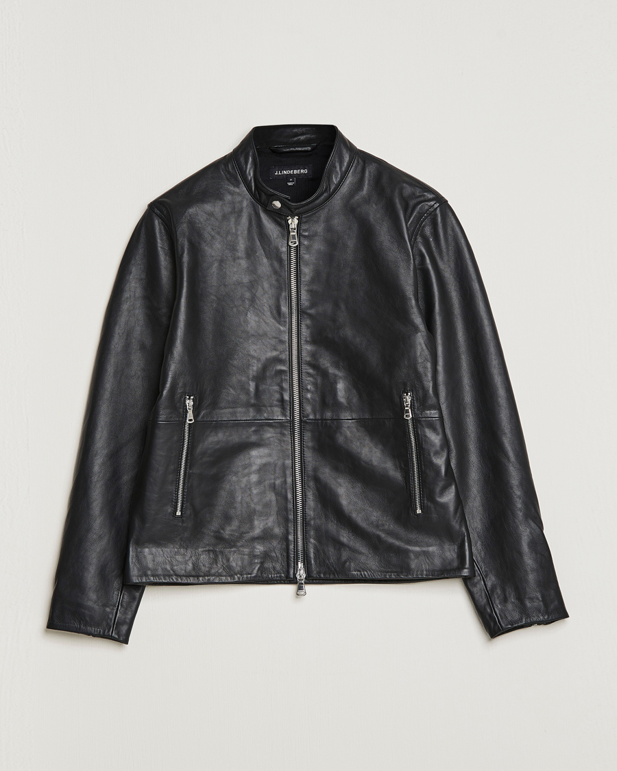 Homme | Manteaux Et Vestes | J.Lindeberg | Boris Biker Leather Jacket Black