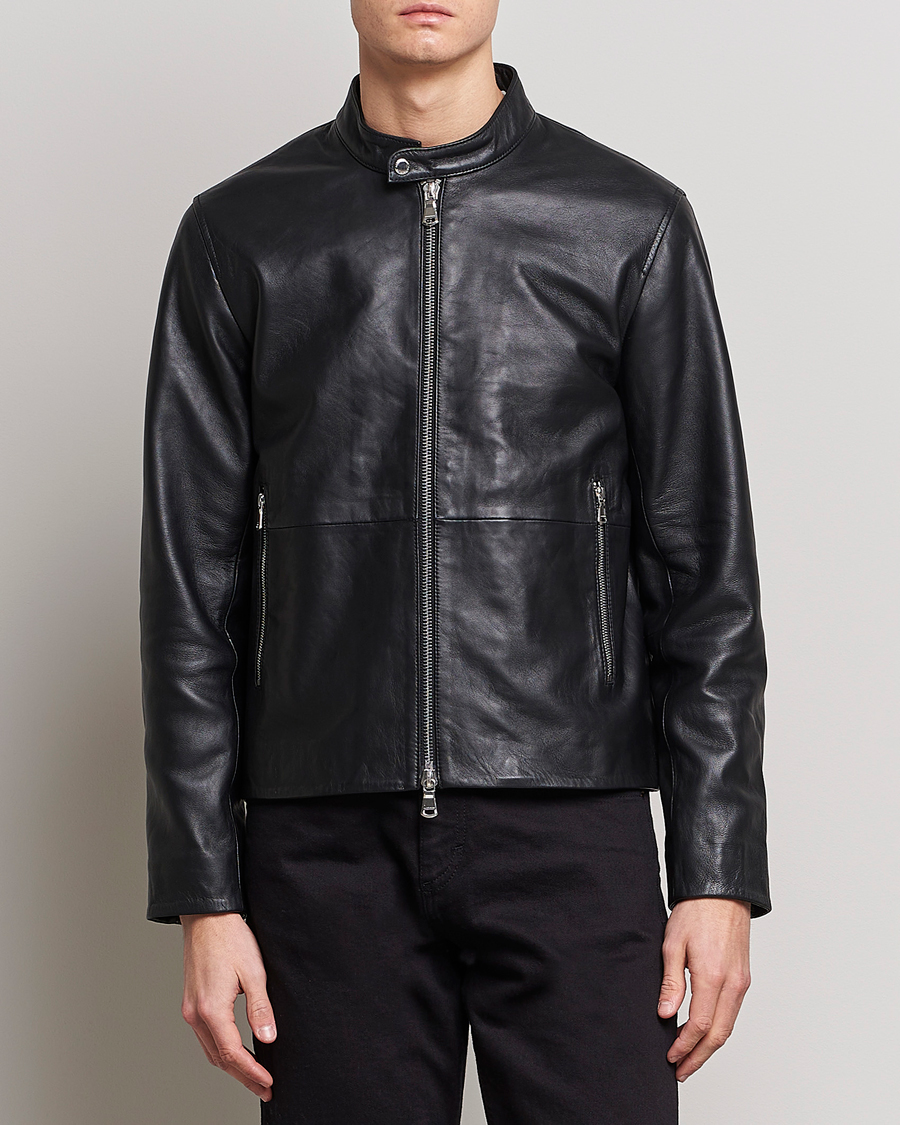 Homme | Manteaux Et Vestes | J.Lindeberg | Boris Biker Leather Jacket Black