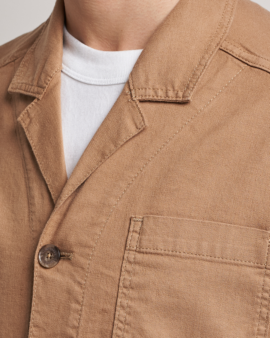 Homme | Chemises | J.Lindeberg | Errol Linen/Cotton Workwear Overshirt Tiger Brown