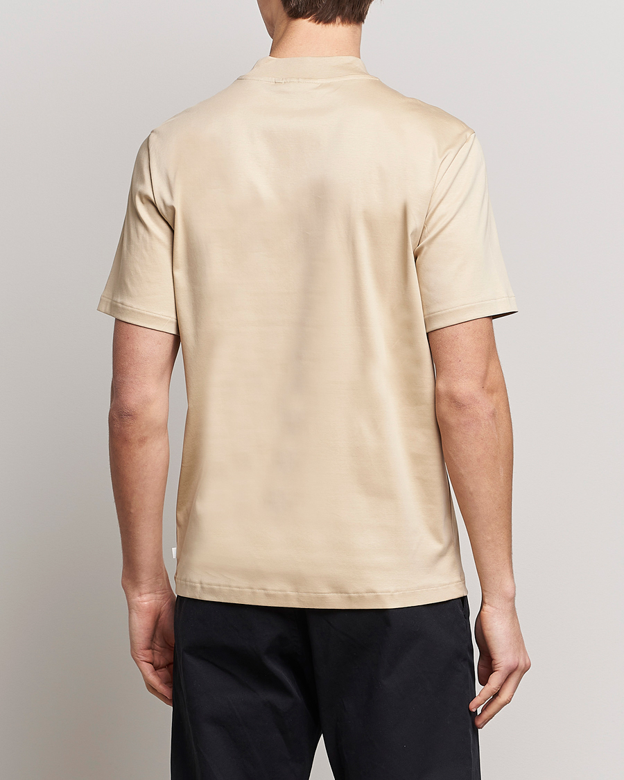 Homme | T-shirts | J.Lindeberg | Ace Mock Neck Mercerized Cotton T-Shirt Safari Beige