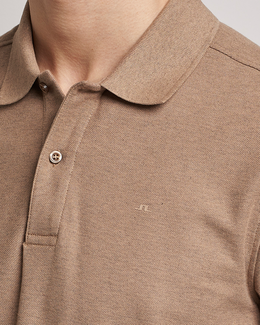 Homme | Polos | J.Lindeberg | Troy Clean Polo Tiger Brown Melange