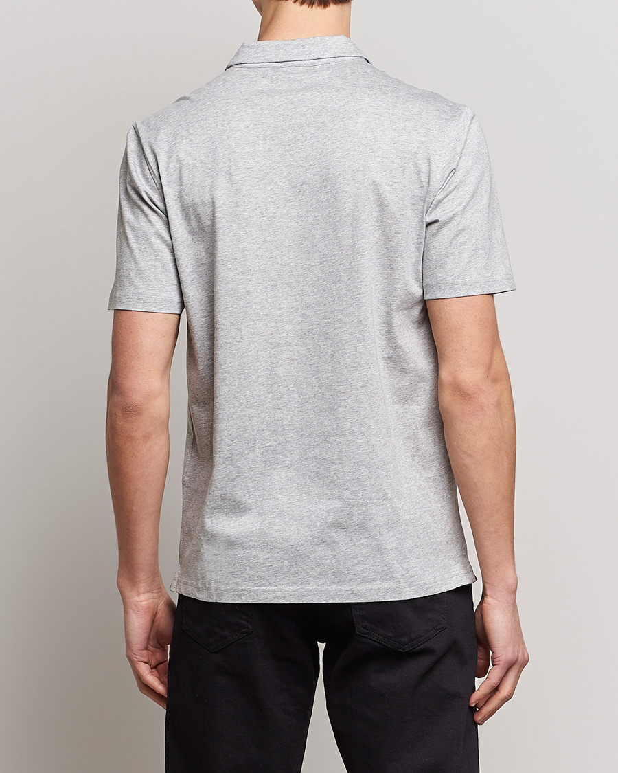 Homme | Polos | J.Lindeberg | Asher Zip Mercerized Cotton Polo Light Grey Melange