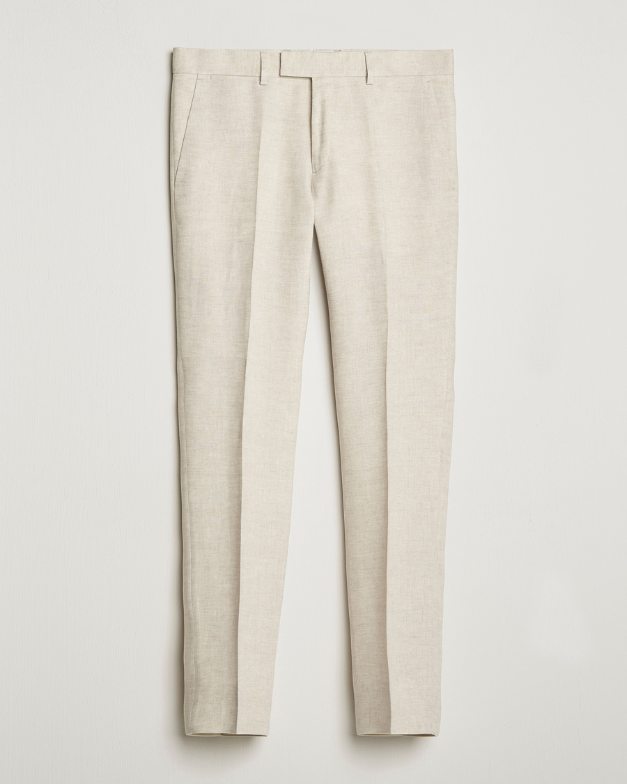 Homme | Pantalons | J.Lindeberg | Grant Super Linen Trousers Safari Beige